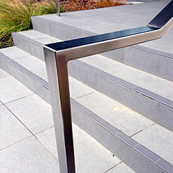 After stainless exterior handrail