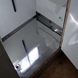After motorhome bathroom stainless shower tray